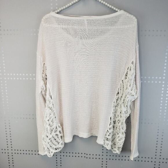 Free People Pink Striped Top with Lace sides panel SZ S - Picture 5 of 8